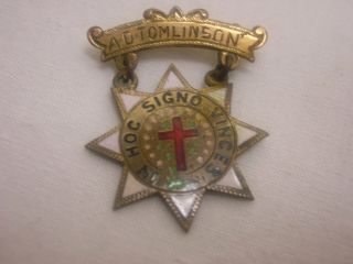Victorian Knights Templar Masonic Enameled In Hoc Singo Vinces Tomlinson P.  I.  U.