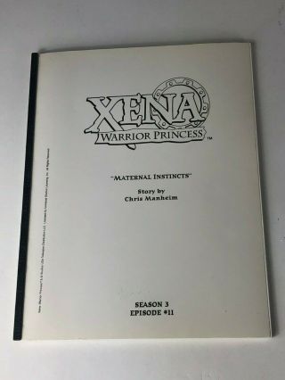 Xena Warrior Princess Script " Maternal Instincts " Season 3 Episode 11 S3e11