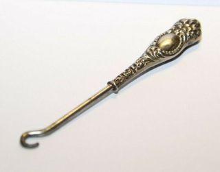 Antique Sterling Ornate Handle Small Shoe Boot Lace Button Hook