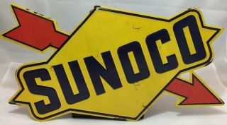 Sunoco Large 18” X 13.  5” Gasoline Racing Motor Oil Raised Embossed Metal Sign