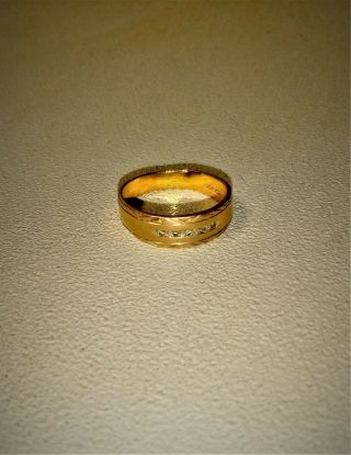 Vintage 10K Gold Band Ring Women ' s Size 8 With Ornate Trim And Small Stones 3