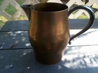 Vintage Oneida Usa Copper Water Pitcher Jug With Ice Catcher & Heavy