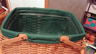 Longaberger Large Craft Keeper Basket Combo w/ Ivy Fabric Liner,  Plastic Insert 2