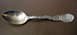State Of Michigan 5 1/2 " Sterling Souvenir Spoon W/ State Capitol In Bowl 1890s