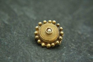 Lovely Antique 18th C Georgian 15ct Gold & Pearl Cannetille Slide Tiny Dutch