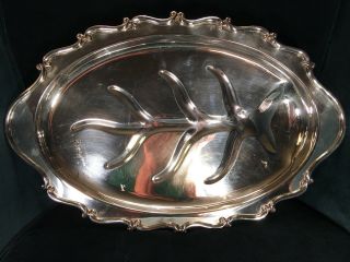 Rogers Silver Footed Meat Serving Platter Tray Tree Well 18 3/4 " Long