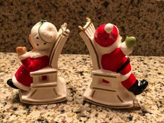 Vintage Lefton Christmas Santa Mrs Claus Rocking Chair Salt,  Pepper Shakers 8139 2