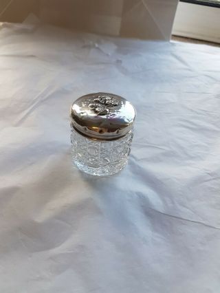 Antique Silver Top Glass Jar Bottle,  Henry Matthews,  Birmingham 1903