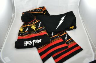 Unique Harry Potter Knitted Scarf & Hat Set Gryffindor Great Gift Idea