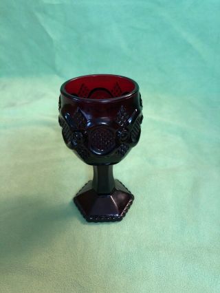 Small Avon Ruby Red Wine Goblet Glass 4.  5 "