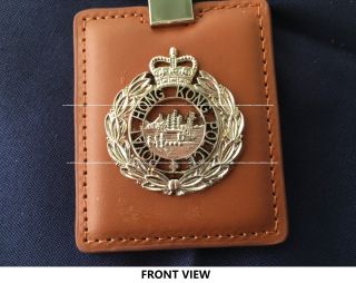 Collectible rare Royal Hong Kong Police Leather key chain w/PTU badge, 2