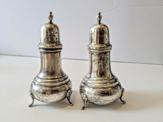 Sterling Silver Salt And Pepper Shakers Vintage Footed,  79 Gms,  4 1/2 "