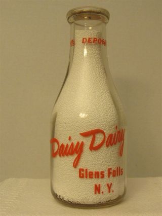 Trpq Milk Bottle Daisy Dairy Farm Glens Falls Ny 1949 Warren County