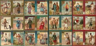 Liebig S - 543 " Alphabet (male Costumes) " Full Set 6 Vintage Trade Cards 1898 Blg