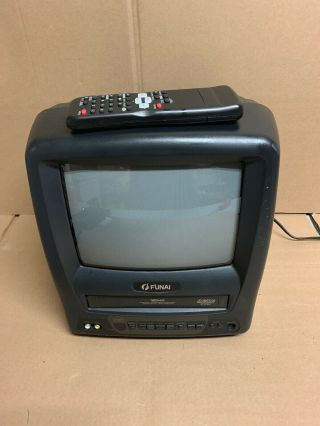 Vintage Funai Tv Vcr 9 " Color Combination Ac/dc Television Crt Vhs Combo Gaming