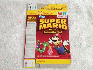 1992 Vintage Mario Bros.  Cinnamon Cookies Box Empty Flat Sunshine Nintendo