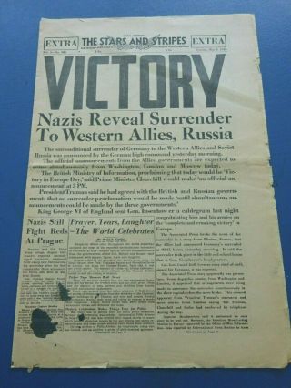 May 8,  1945 Stars And Stripes,  Victory,  Nazis Reveal Surrender