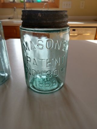 3 - Different Pint Mason (GCCo,  Ball Made,  and Keystone) Patent 1858 Fruit Jars 3