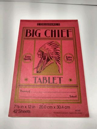 Vintage 12 1/4 " X 7 4/5 " Big Chief Lined Writing Paper Pad Mead Brand
