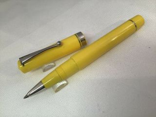 Rebecca Moss (omas Extra) Yellow W/ Silver Trim Rollerball Pen (jlc)