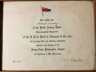 Vintage Wwii Army - Navy Production Award Certificate,  June 3,  1943