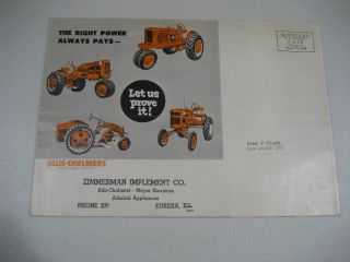 1941 Allis Chalmers Farm And Tractor Mailer Brochure