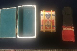 Vintage Magic Trick Jiffy Coin Box Or Magic Coin Box Wooden,  Cloth Bag 1950 