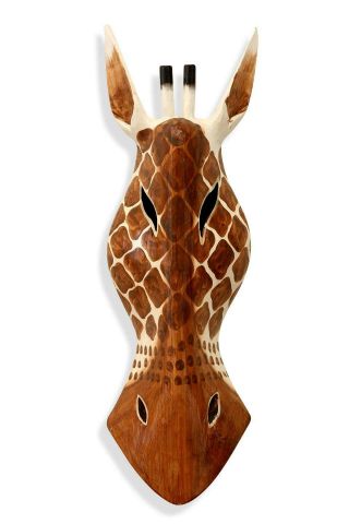 Wooden Tribal Zebra Mask Brown Hand Carved Wall Sculpture Plaque Hanging Decor