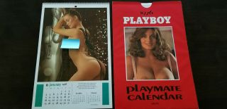 1976 & 1977 Playboy Playmate Wall Calendars With Paper Sleeves
