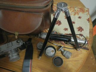 Vtg Zeiss Ikon Contax Camera Zeiss - Opton Sonnar 1:2 f=50mm Lens,  Tripod & More 2