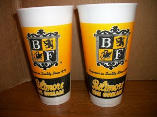 (2) Rare Biltmore Dairy Asheville,  N.  C.  Styrofoam,  Milkshake Cups,  Nos 1 Pint