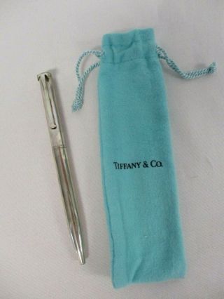 Vtg Tiffany & Co Sterling Silver Square T Clip Ballpoint Pen Aetna Jpm Deutsche