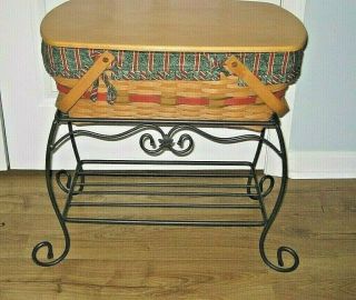Longaberger Wrought Iron End Table,  Basket,  Liner,  Protector Great Gift L@@k
