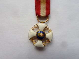 ITALIAN MINIATURE MEDAL CROSS ORDER OF THE CROWN ITALY KINGDOM 1930 ' s 2