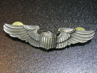 Amico Vintage 925 Sterling Silver Wwii Us Air Force Pilot Wings Pin 3”