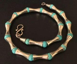 Vintage Rlm Studio Sterling Silver & Turquois Large Bead Necklace