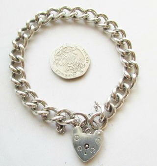 Vintage sterling silver chunky charm bracelet with a padlock clasp 32 grams 2