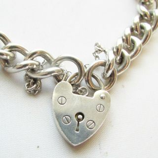 Vintage sterling silver chunky charm bracelet with a padlock clasp 32 grams 3