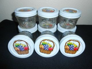 Fruit Design Quilted Mason Jars 4 Oz Set Of 9 Glass Canning Jars
