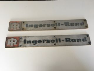 Vintage Ingersoll Rand Matching Cast Aluminum Air Compressor Signs Cond