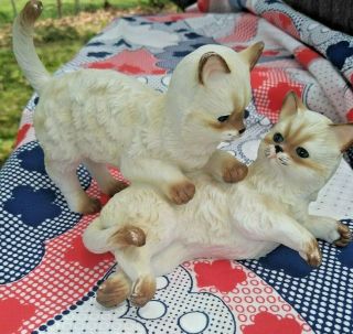 Vintage Porcelain Cat Kitten Statue Figurine Seal Point Persian Siamese ❤️ Ts17j