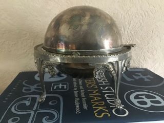 Antique Sugar Bowl Globe Rotating Lid - Silver Plated Queen Ann Style