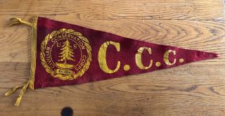 1930’s Ccc Civilian Conservation Corps Wool Pennant Flag Company 4709
