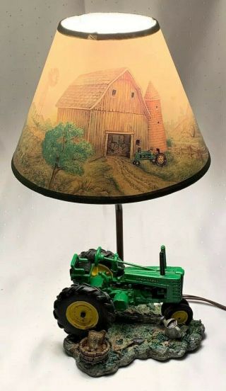 Authentic Vintage 1999 John Deere Tractor Lamp W Shade -