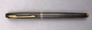 Elegant Vtg Sterling Silver Parker Fountain Pen W/gold Trim 14k Nib Marked Usa