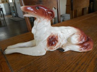 Vintage Sitzendorf Porcelain Dog Figurine - Russian Wolfhound Borzoi - Open Mouth