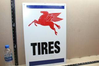 Mobil Gas Tires Gasoline Pegasus Painted Tin Metal Sign Gas Oil Service Garage