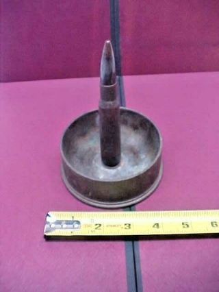 Ww2 Us Trench Art Ashtray Larger Shell Casing 1939 50 Cal Bullet Inset