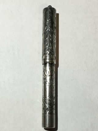 Waterman 452 1/2v Sterling Silver Fountain Pen - Vine Pattern - 14k Flex Nib