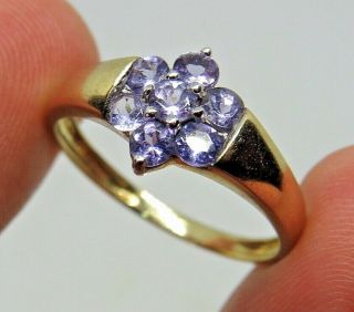 9ct Gold Pale Blue Gem Cluster Ring Size Q 1.  73g